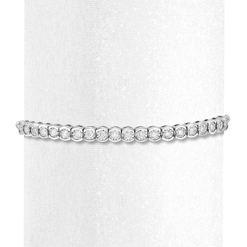 Diamond Bolo Bracelet 1 carat tw Round-cut Sterling Silver