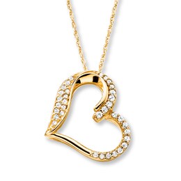 Diamond Heart Necklace 1/6 ct tw Round-cut 10K Yellow Gold