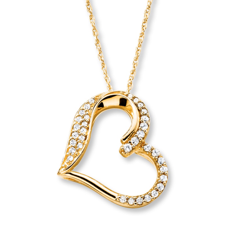 Diamond Heart Necklace 1 6 Ct Tw Round Cut 10k Yellow Gold Jared
