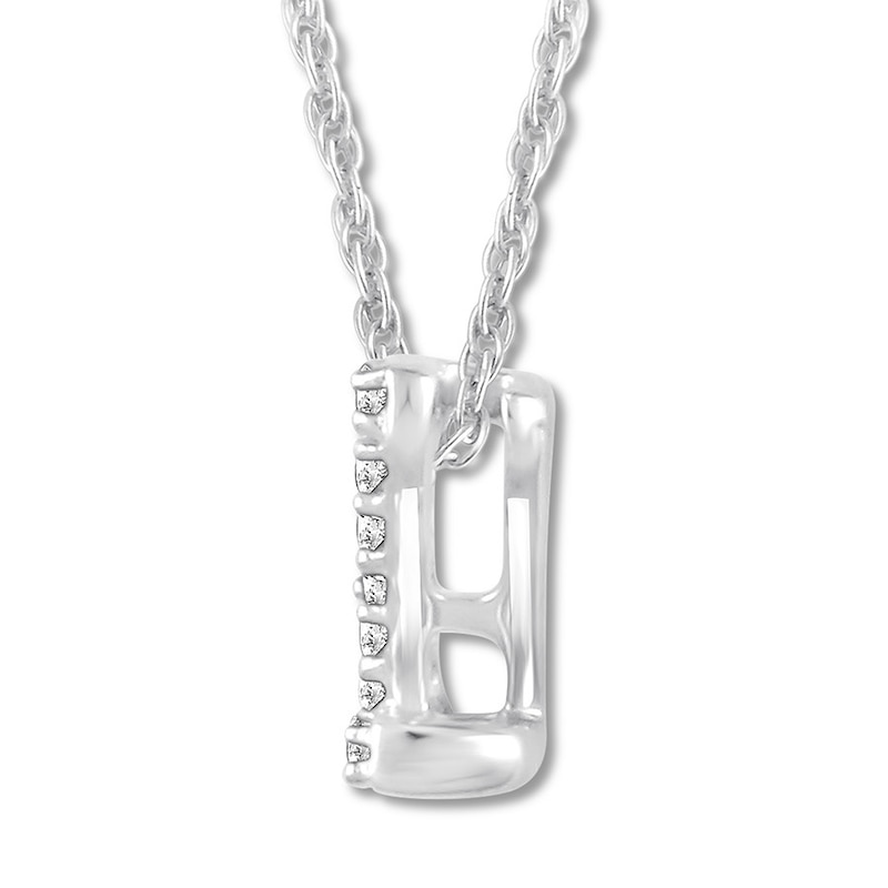 Diamond Initial Z Necklace 1/20 ct tw Round 10K White Gold