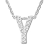 Thumbnail Image 1 of Diamond Initial Y Necklace 1/20 ct tw Round 10K White Gold