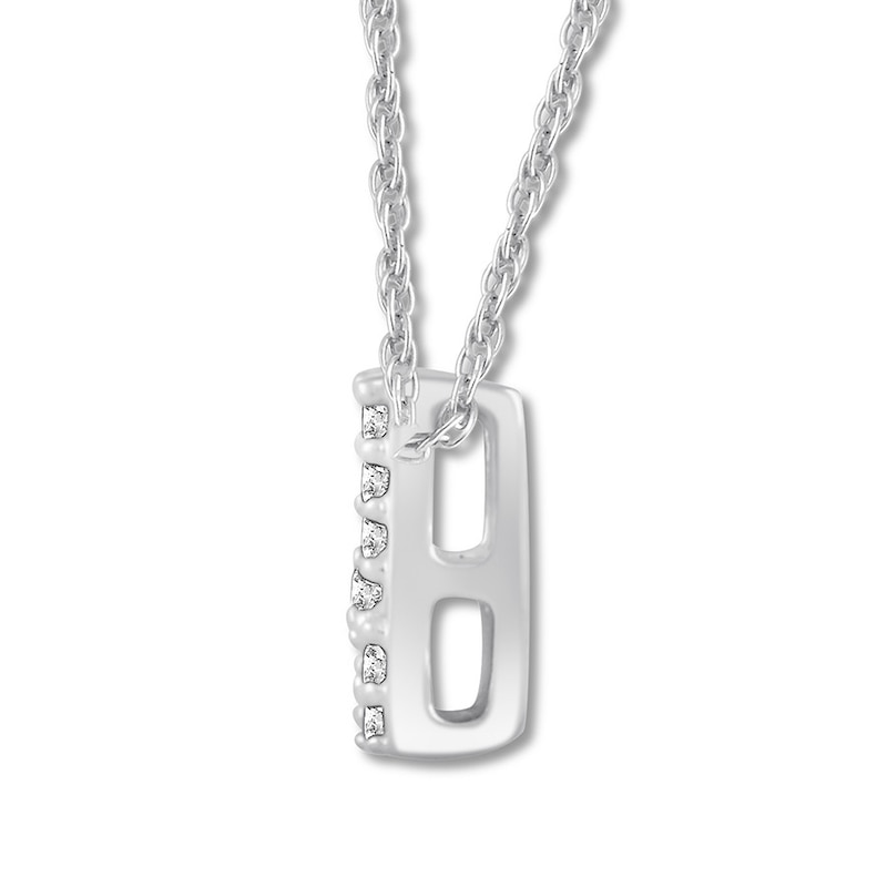 Main Image 2 of Diamond Initial W Necklace 1/20 ct tw Round 10K White Gold