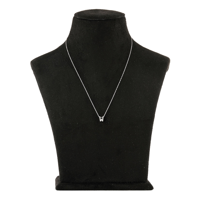 Main Image 3 of Diamond Initial W Necklace 1/20 ct tw Round 10K White Gold