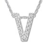 Thumbnail Image 1 of Diamond Initial V Necklace 1/20 ct tw Round 10K White Gold