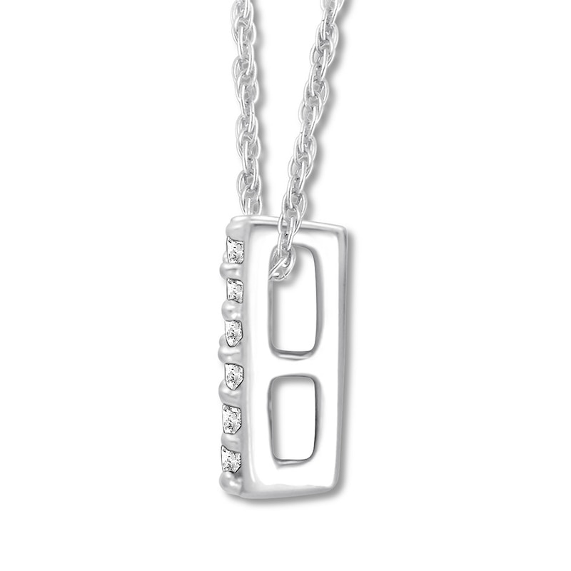 Diamond Initial V Necklace 1/20 ct tw Round 10K White Gold