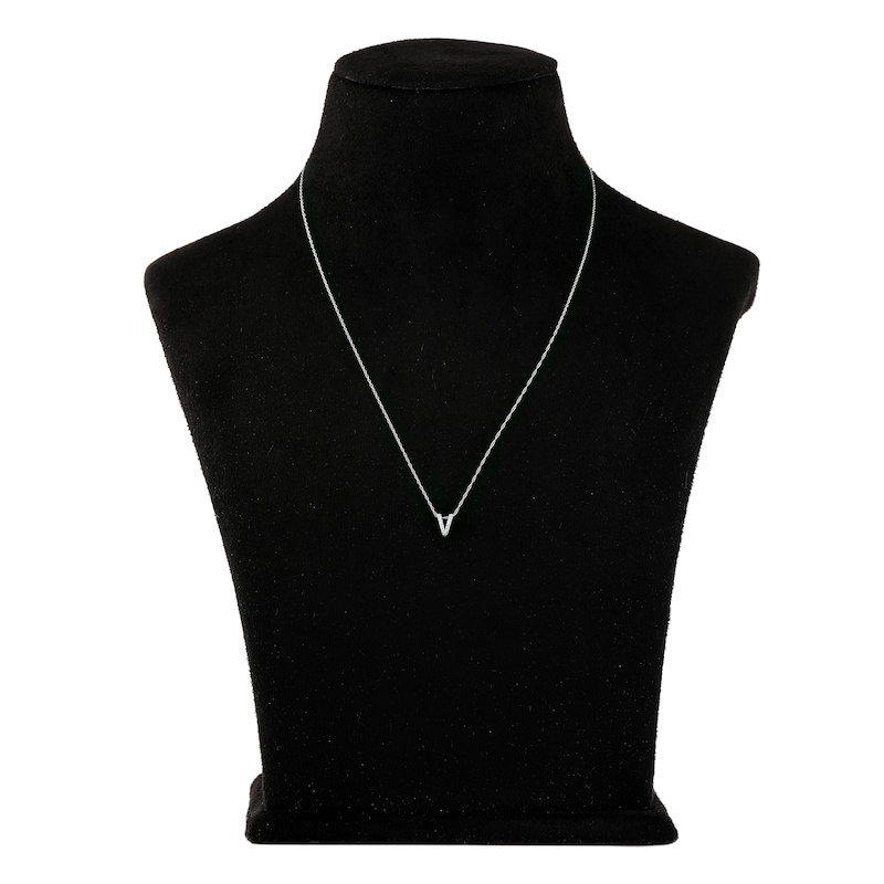 Main Image 3 of Diamond Initial V Necklace 1/20 ct tw Round 10K White Gold