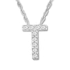 Thumbnail Image 0 of Diamond Initial T Necklace 1/20 ct tw Round 10K White Gold