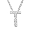 Thumbnail Image 1 of Diamond Initial T Necklace 1/20 ct tw Round 10K White Gold