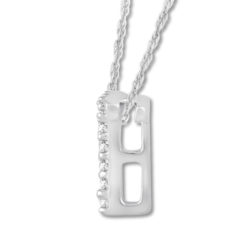 Main Image 2 of Diamond Initial T Necklace 1/20 ct tw Round 10K White Gold