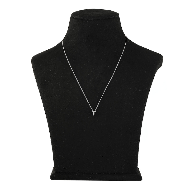 Main Image 3 of Diamond Initial T Necklace 1/20 ct tw Round 10K White Gold