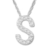 Thumbnail Image 1 of Diamond Initial S Necklace 1/20 ct tw Round 10K White Gold