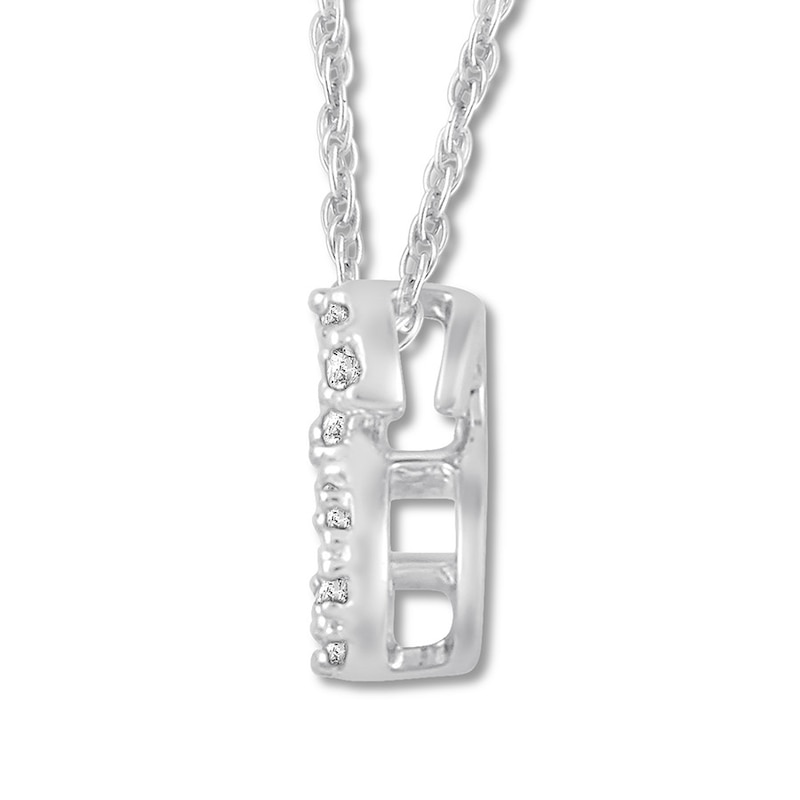Main Image 2 of Diamond Initial S Necklace 1/20 ct tw Round 10K White Gold