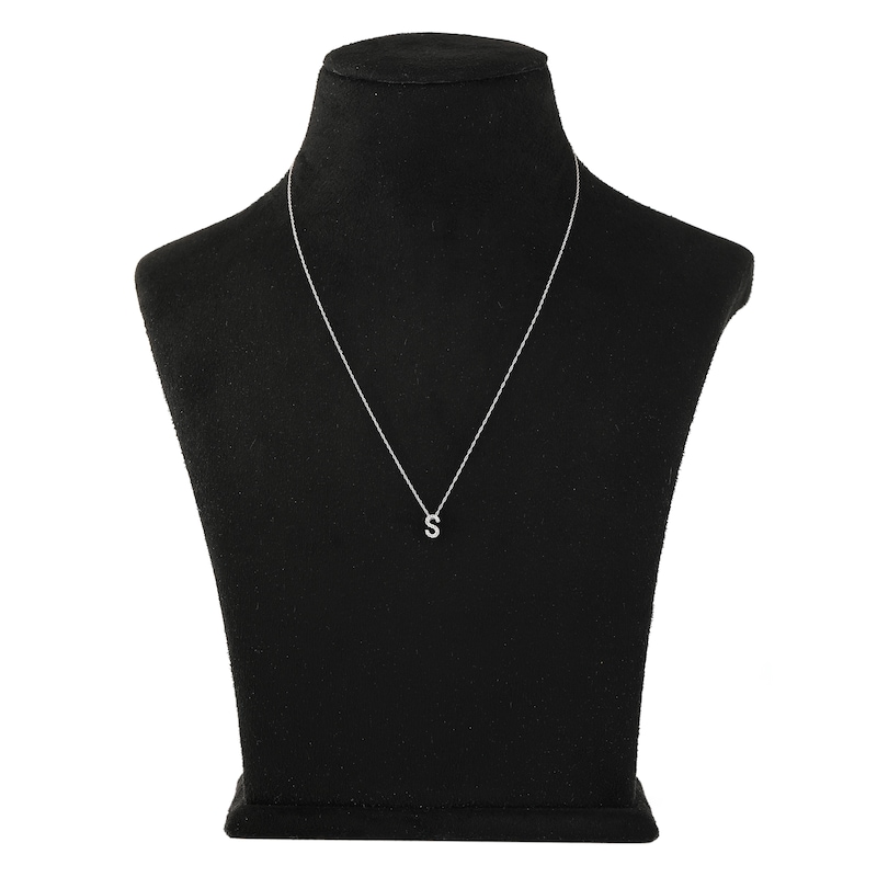 Main Image 3 of Diamond Initial S Necklace 1/20 ct tw Round 10K White Gold