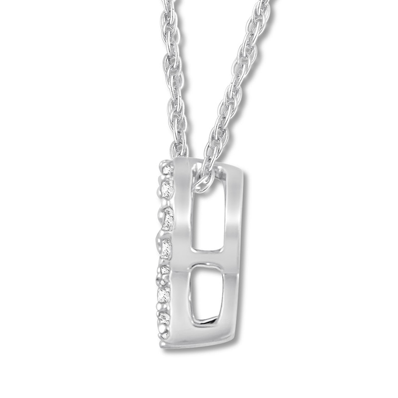 Main Image 2 of Diamond Initial R Necklace 1/20 ct tw Round 10K White Gold