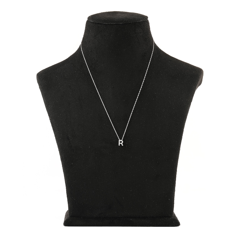 Main Image 3 of Diamond Initial R Necklace 1/20 ct tw Round 10K White Gold