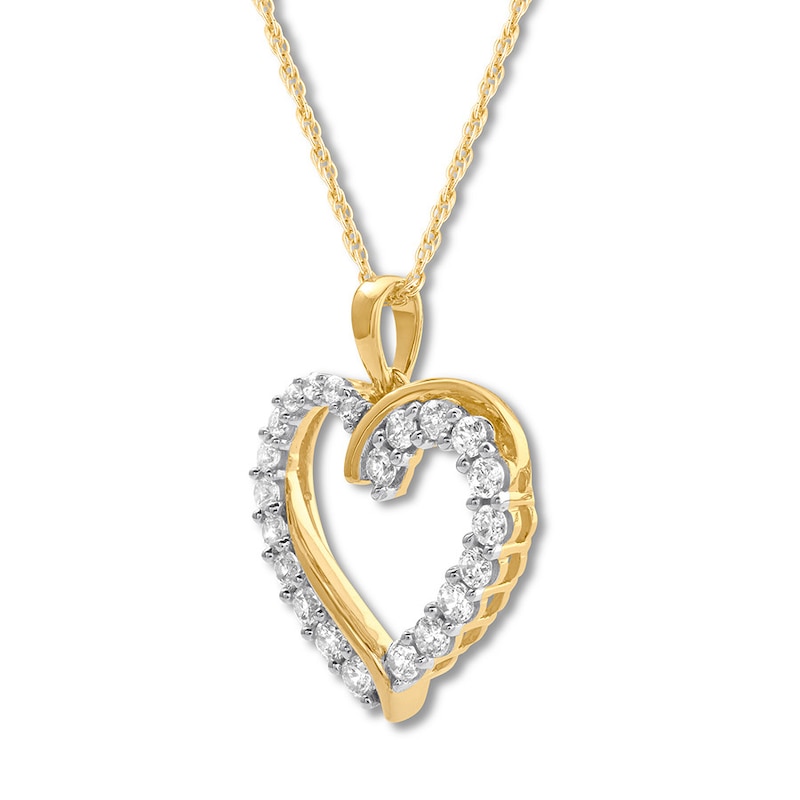 Main Image 2 of Diamond Heart Necklace 1 ct tw Round 14K Yellow Gold