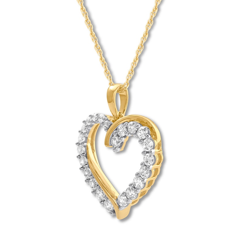 Diamond Heart Necklace 1 ct tw Round 14K Yellow Gold