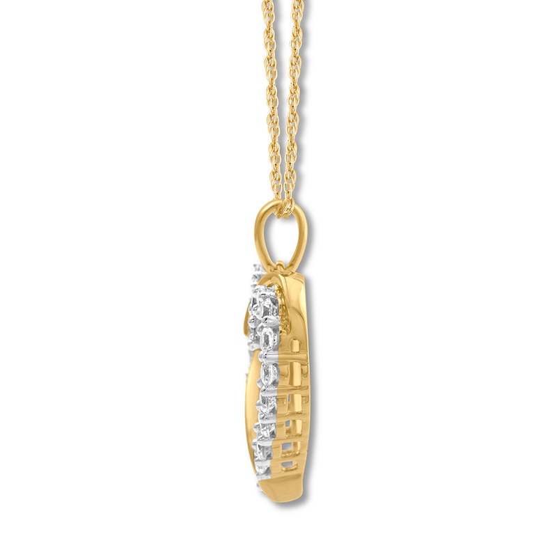 Diamond Heart Necklace 1 ct tw Round 14K Yellow Gold