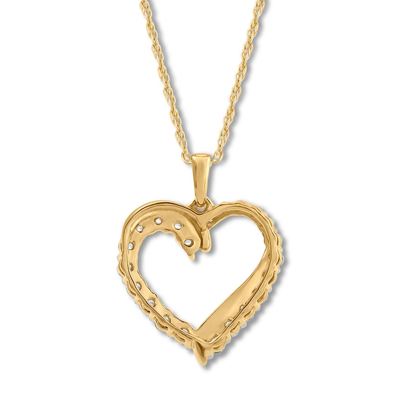 Diamond Heart Necklace 1 ct tw Round 14K Yellow Gold