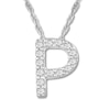 Thumbnail Image 1 of Diamond Initial P Necklace 1/20 ct tw Round 10K White Gold
