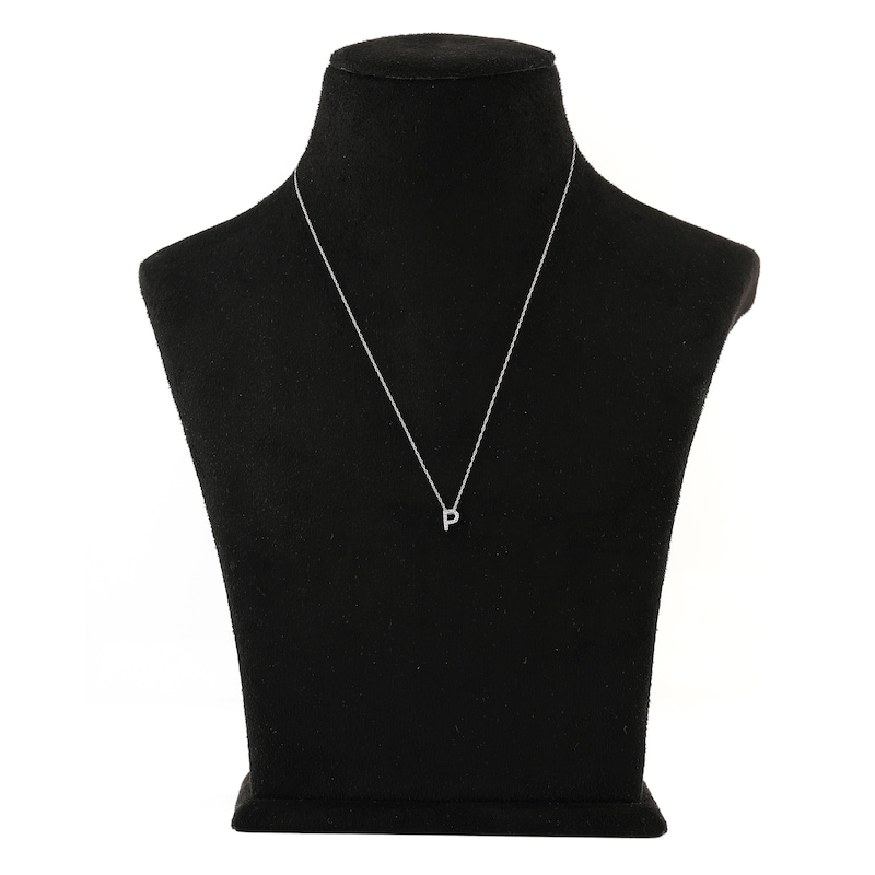 Main Image 3 of Diamond Initial P Necklace 1/20 ct tw Round 10K White Gold