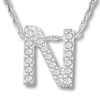 Thumbnail Image 1 of Diamond Initial N Necklace 1/20 ct tw Round 10K White Gold