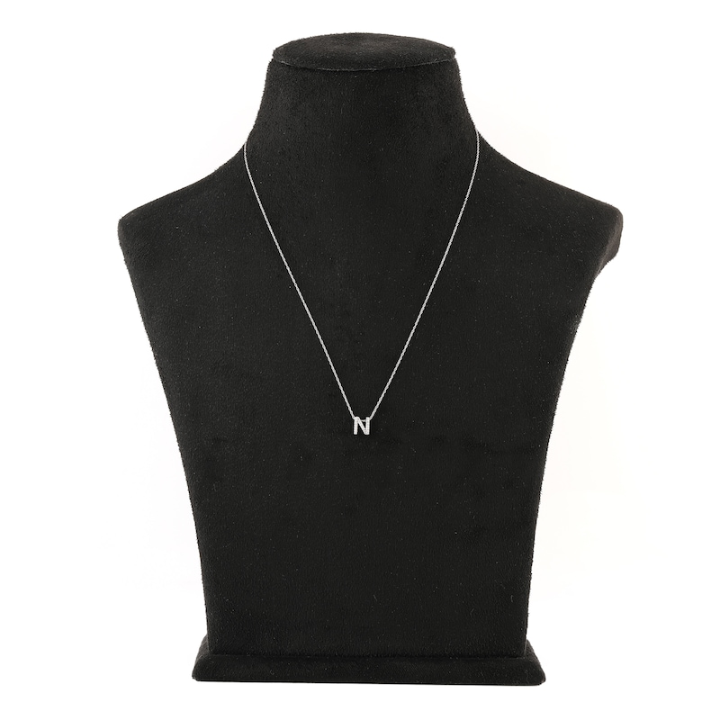 Main Image 3 of Diamond Initial N Necklace 1/20 ct tw Round 10K White Gold