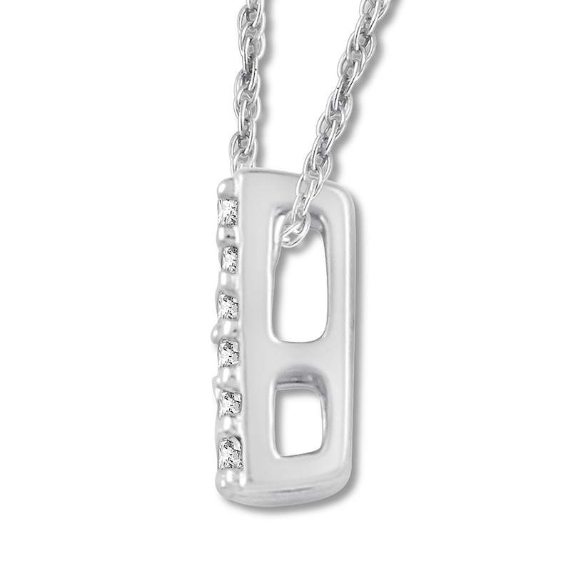 Main Image 2 of Diamond Initial M Necklace Diamond Accent Round 10K White Gold