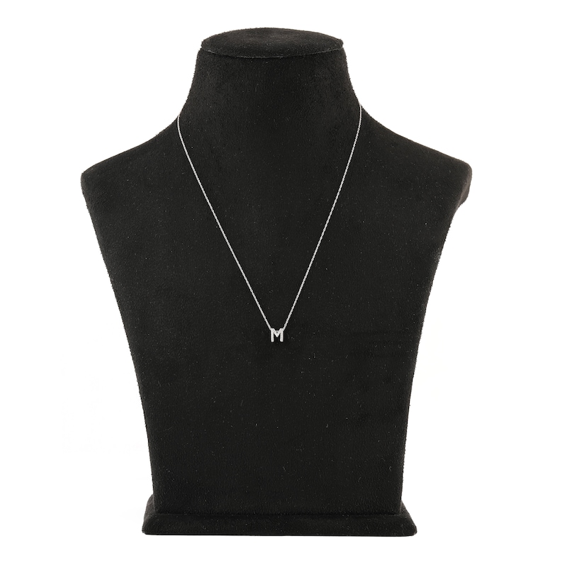 Main Image 3 of Diamond Initial M Necklace Diamond Accent Round 10K White Gold