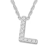 Thumbnail Image 0 of Diamond Initial L Necklace 1/20 ct tw Round 10K White Gold