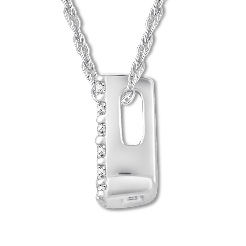 Main Image 2 of Diamond Initial L Necklace 1/20 ct tw Round 10K White Gold