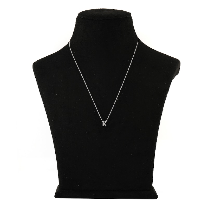 Main Image 3 of Diamond Initial K Necklace 1/20 ct tw Round 10K White Gold