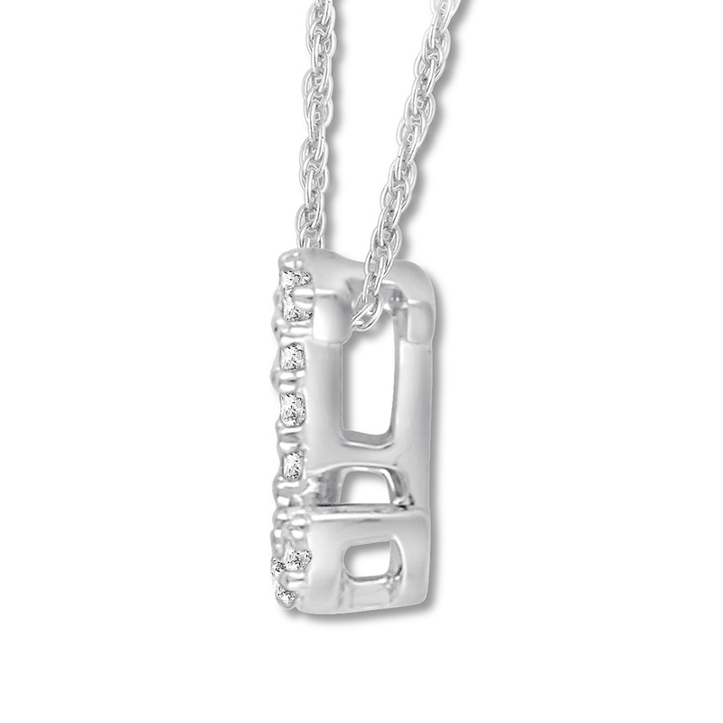 Main Image 2 of Diamond Initial J Necklace Round 10K White Gold