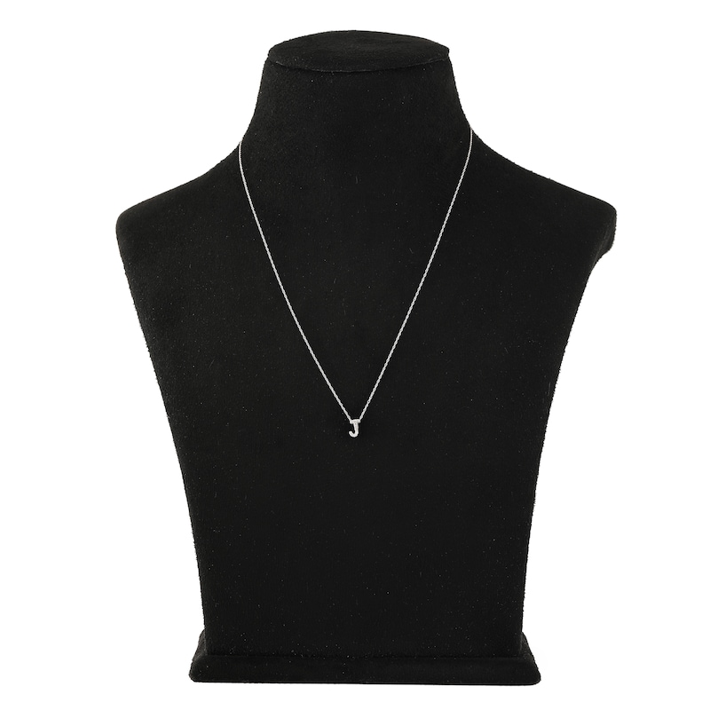 Main Image 3 of Diamond Initial J Necklace Round 10K White Gold