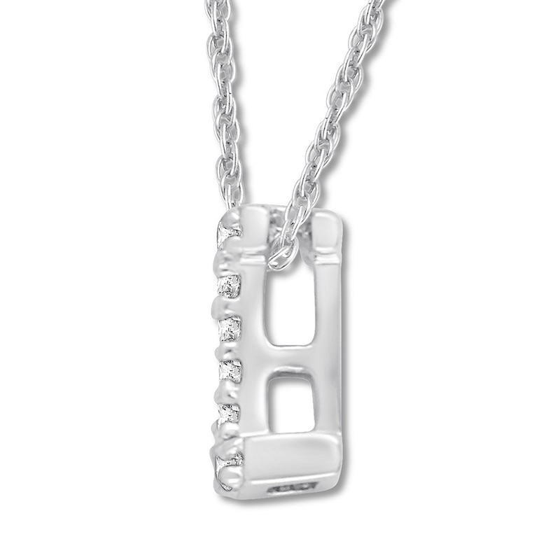 Main Image 2 of Diamond Initial I Necklace 1/20 ct tw Round 10K White Gold