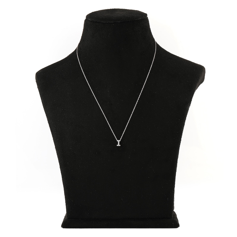 Main Image 3 of Diamond Initial I Necklace 1/20 ct tw Round 10K White Gold
