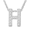 Thumbnail Image 1 of Diamond Initial H Necklace 1/20 ct tw Round 10K White Gold