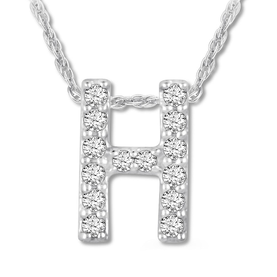 Diamond Initial H Necklace 1/20 ct tw Roundcut 10K White Gold Jared