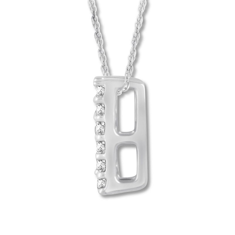 Main Image 2 of Diamond Initial H Necklace 1/20 ct tw Round 10K White Gold