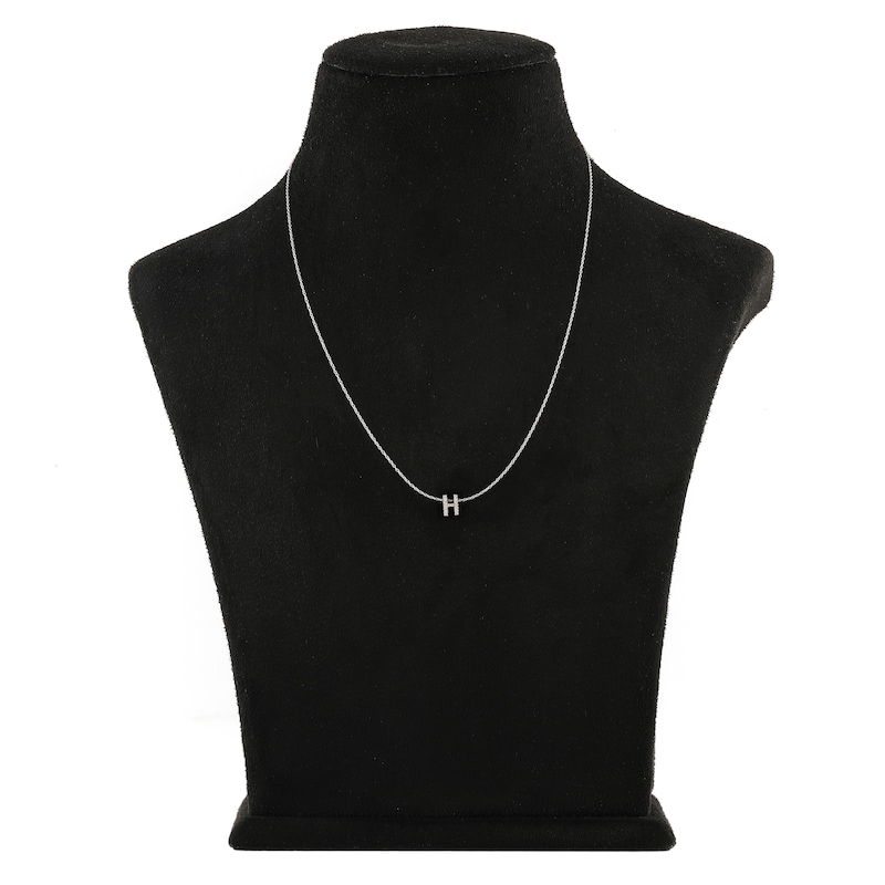 Main Image 3 of Diamond Initial H Necklace 1/20 ct tw Round 10K White Gold