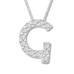 Diamond Initial G Necklace 1/20 ct tw Round 10K White Gold