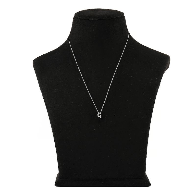 Main Image 3 of Diamond Initial G Necklace 1/20 ct tw Round 10K White Gold