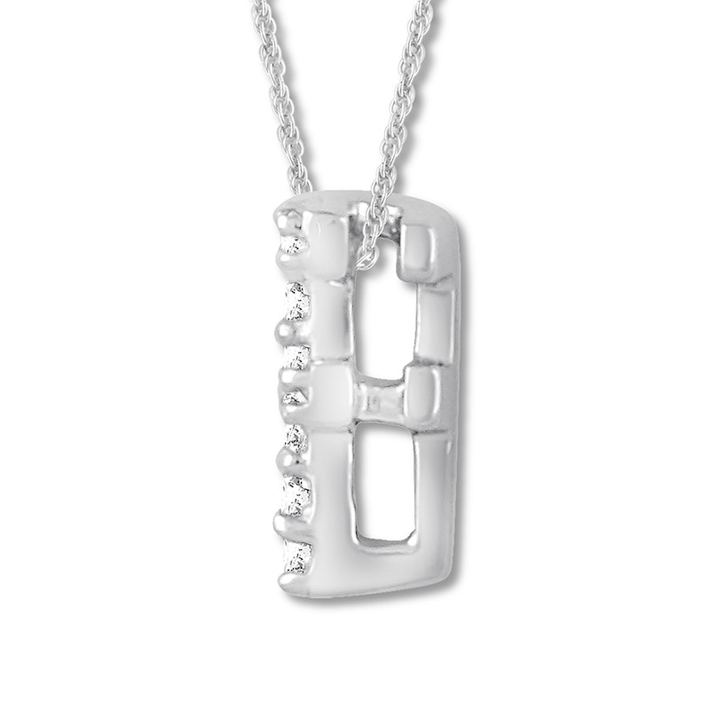 Main Image 2 of Diamond Initial F Necklace 1/20 ct tw Round 10K White Gold