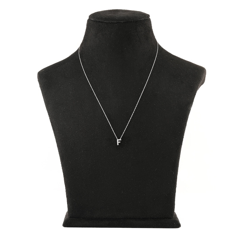 Main Image 3 of Diamond Initial F Necklace 1/20 ct tw Round 10K White Gold
