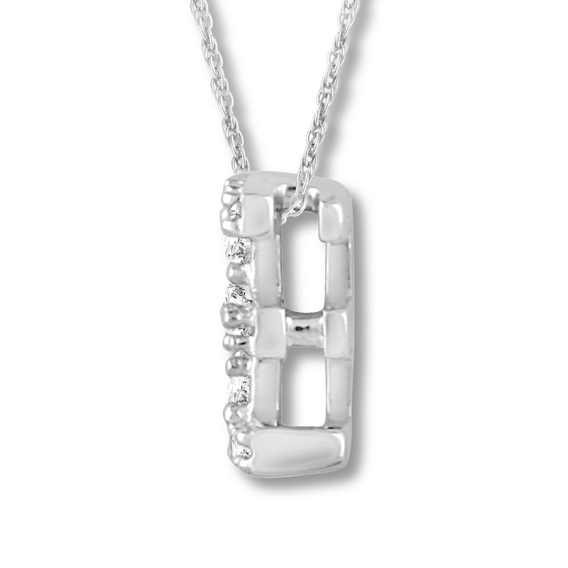Main Image 2 of Diamond Initial E Necklace 1/20 ct tw Round 10K White Gold