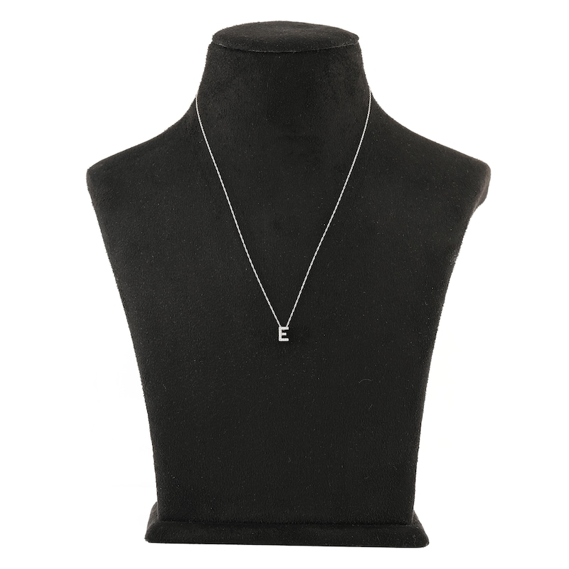 Main Image 3 of Diamond Initial E Necklace 1/20 ct tw Round 10K White Gold
