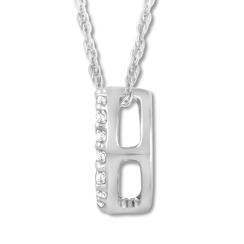 Main Image 2 of Diamond Initial D Necklace 1/20 ct tw Round 10K White Gold