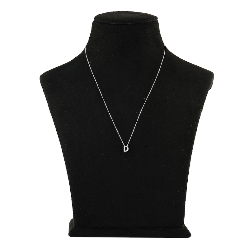 Main Image 3 of Diamond Initial D Necklace 1/20 ct tw Round 10K White Gold