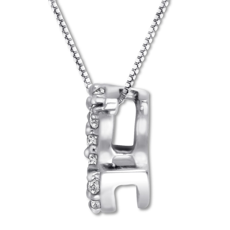 Main Image 2 of Diamond Initial C Necklace 1/20 ct tw Round 10K White Gold