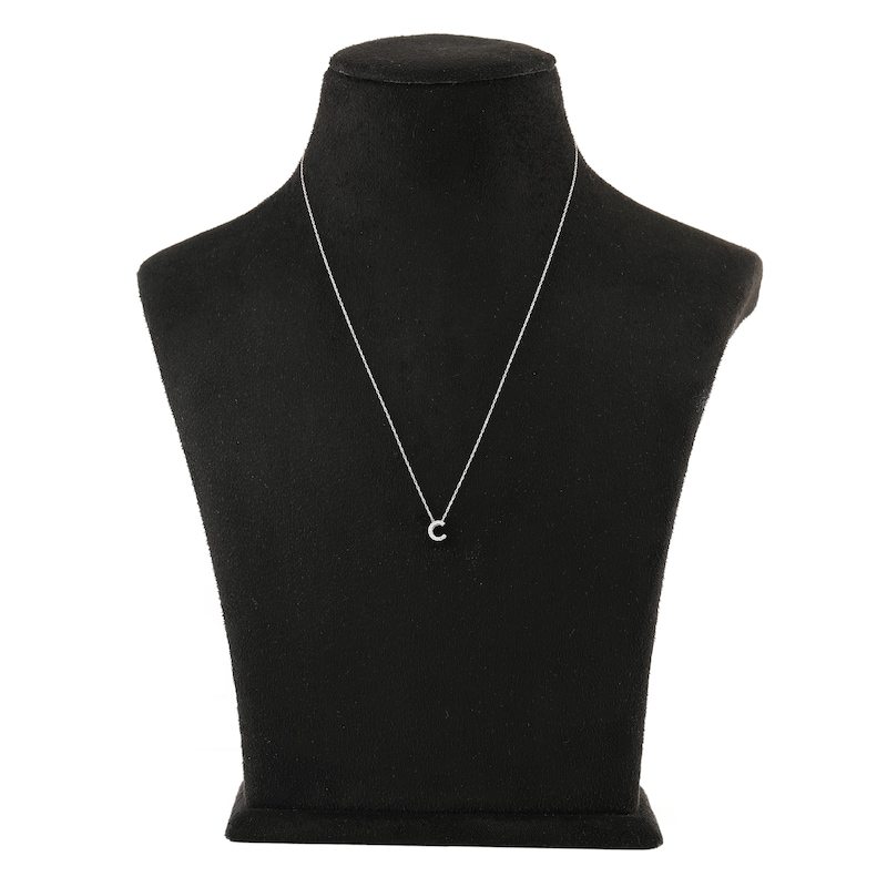 Main Image 3 of Diamond Initial C Necklace 1/20 ct tw Round 10K White Gold